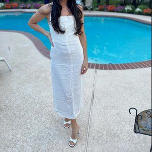 ZARA LINEN BLEND MIDI DRESS